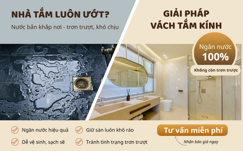 Nhà tắm bị ướt khắp nơi? Vách tắm kính giải quyết triệt để ra sao